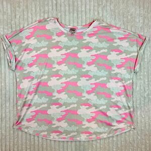 Como Vintage Pink Camo Relaxed Fit Dolman Sleeve Tunic Top Plus Size 3X